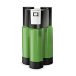 Grüner, zylindrischer Behälter mit schwarzen Kanten und einem kleiner weißen Anzeige.